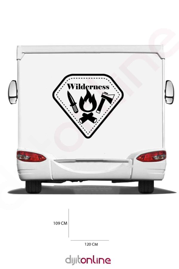 Karavan Ateş Sticker - Balta ve Odun Sticker - Bıçak Sticker - 120x109 Cm
