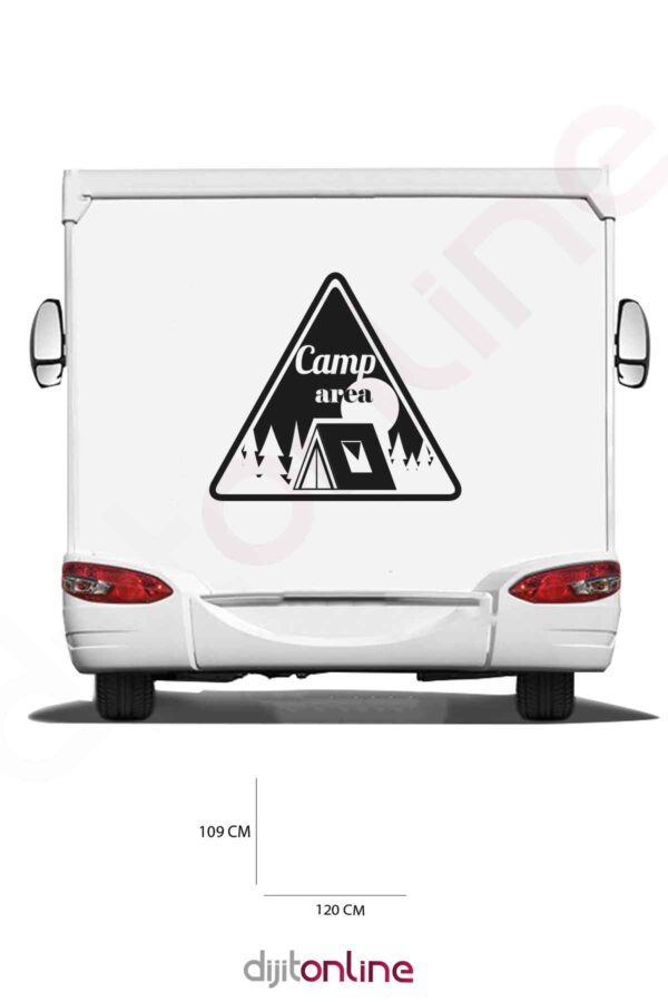 Karavan Kamp Sticker - Kamp Çadırı Sticker - Orman Sticker - Güneş Sticker - 120x109 Cm