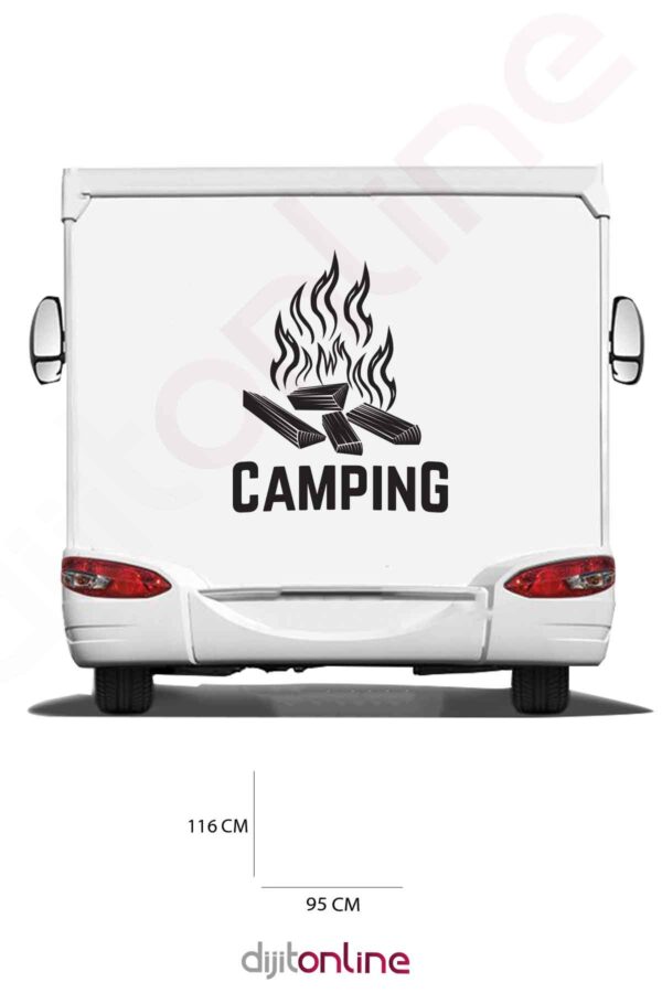 Karavan Kamp Sticker - Ateş Sticker - 95x116 Cm
