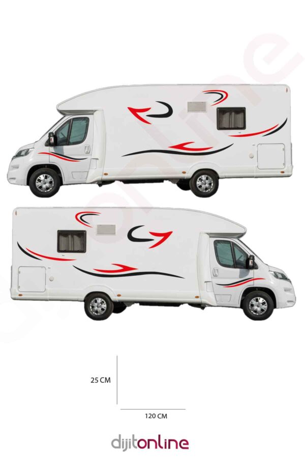 2 adet Karavan Şerit Sticker 61x15cm 84x39cm 247x40cm