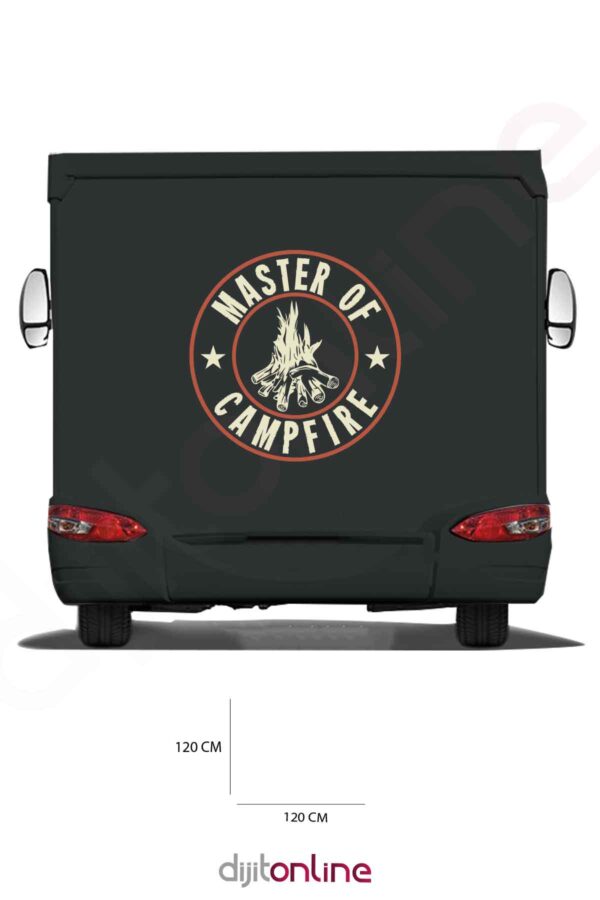 Karavan Kamp Baskı Sticker - Kamp Ateşi Sticker - 120x120 Cm
