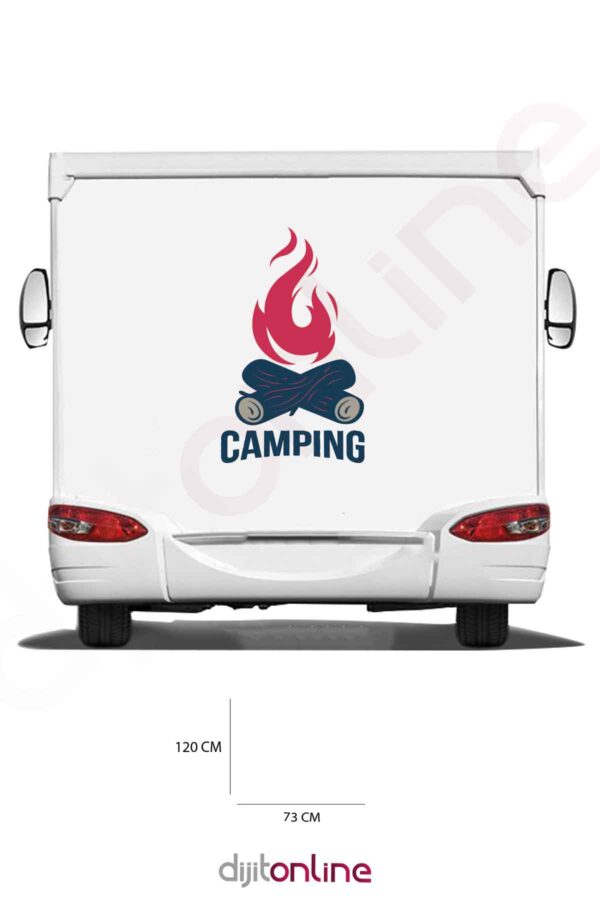 Karavan Kamp Baskı Sticker - Kamp Ateşi Sticker - 73x120 Cm