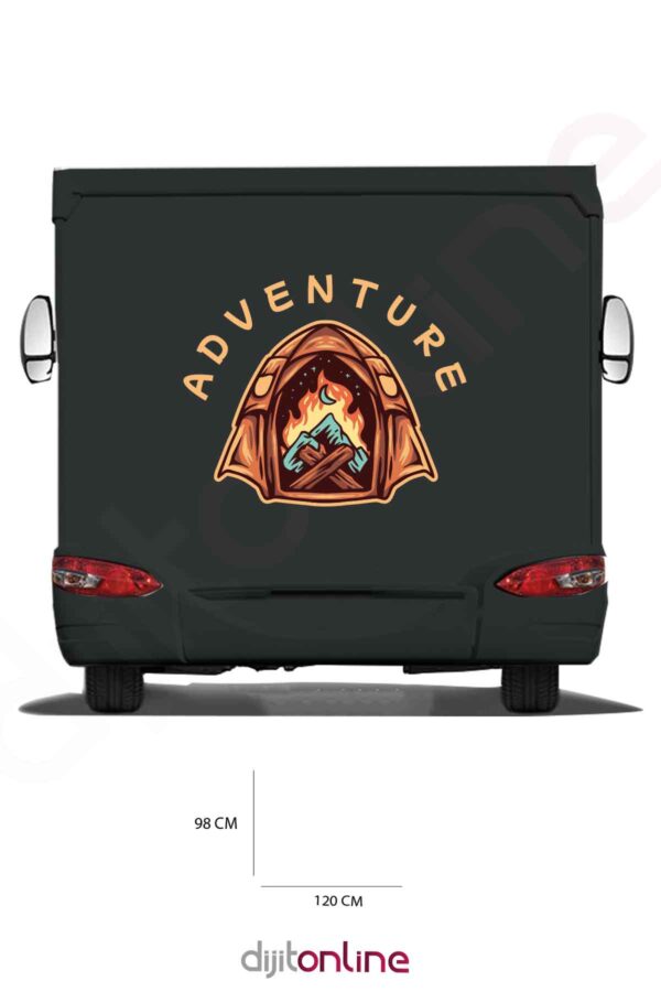 Karavan Kamp Baskı Sticker - Kamp Çadırı Sticker - Kamp Ateşi Sticker - 120x98 Cm