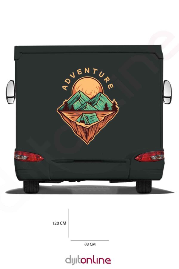 Karavan Kamp Baskı Sticker - Kamp Çadırı Sticker - Dağ Sticker - Macera Sticker - 83x120 Cm