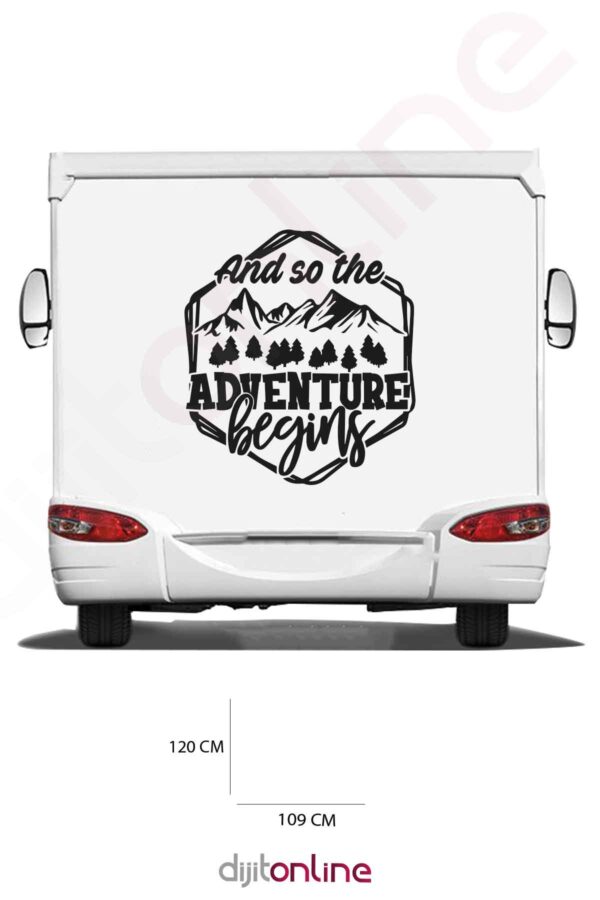 Karavan Macera Baskı Sticker - Dağ Sticker - Ağaç Sticker - 109x120 Cm