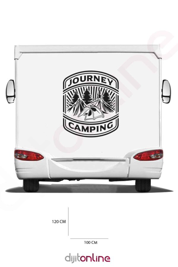 Karavan Kamp Baskı Sticker - Kamp Çadırı Sticker - Ağaç Sticker - 100x120 Cm