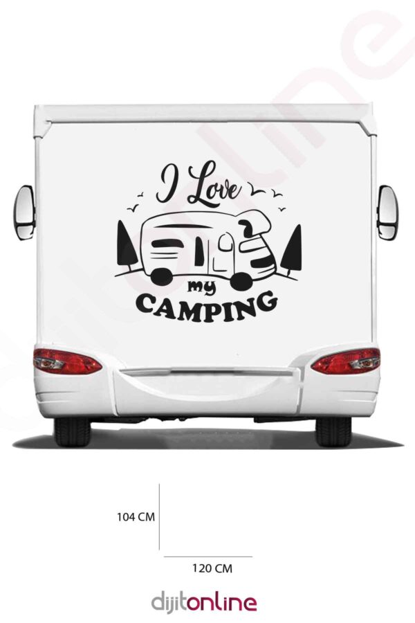 Karavan Sticker - Kamp Sticker - Ağaç Sticker - 120x104 Cm