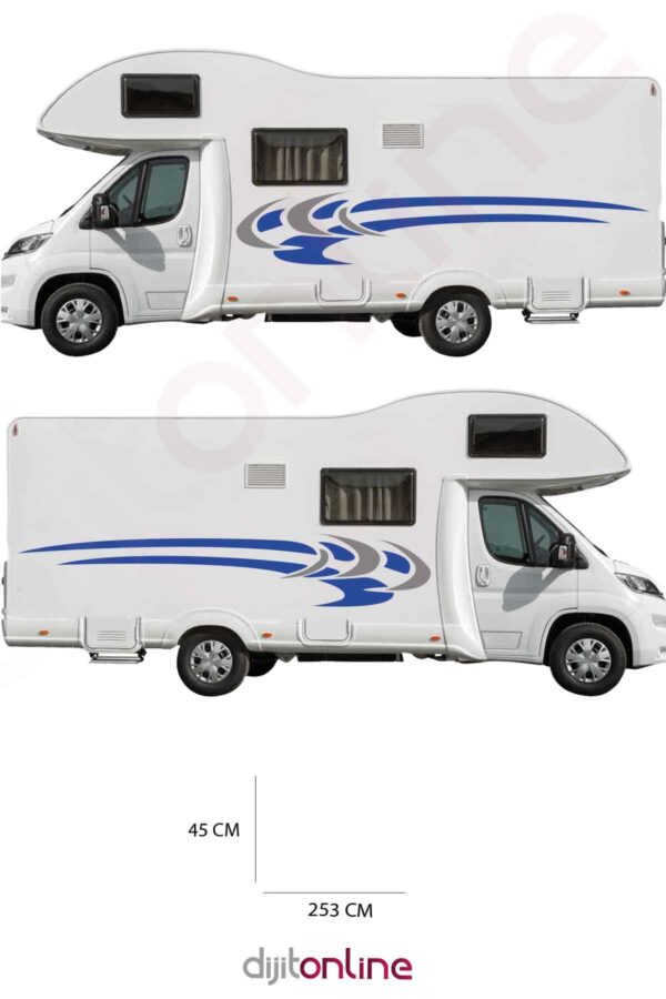 2 Adet Karavan Sticker - Grafik Sticker - 253x45 Cm