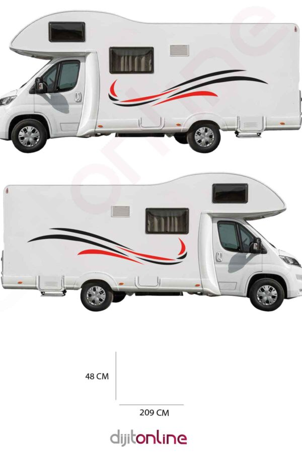 2 Adet Karavan Sticker - Grafik Sticker - 209x48 Cm