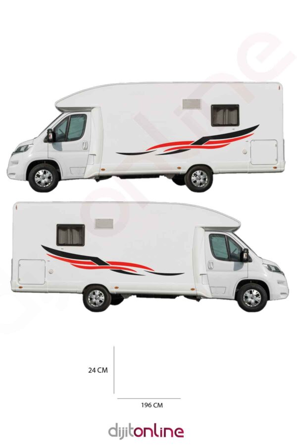 2 Adet Karavan Sticker - Grafik Sticker - 196x24 Cm