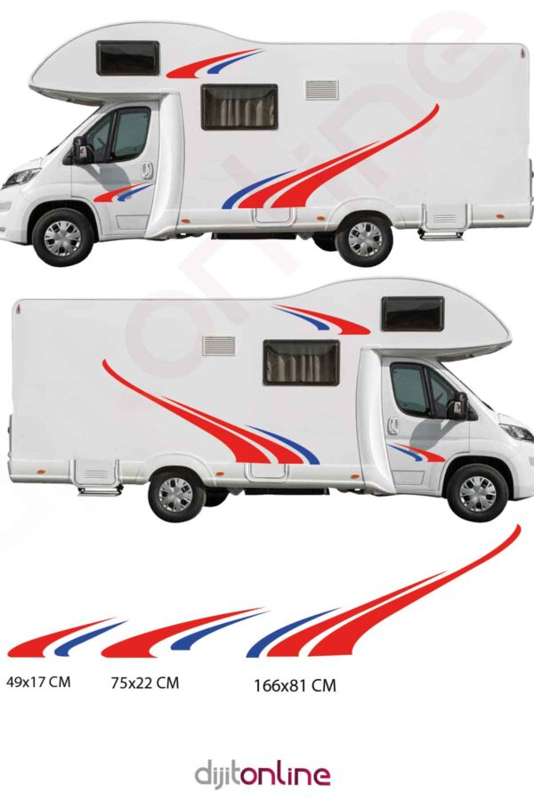 2 Adet Karavan Sticker - Grafik Sticker - 166x81 Cm - 75x22 Cm - 49x17 Cm