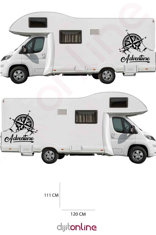 2 Adet Karavan Pusula Sticker - Macera Sticker - Dağ Sticker - 120x111 Cm