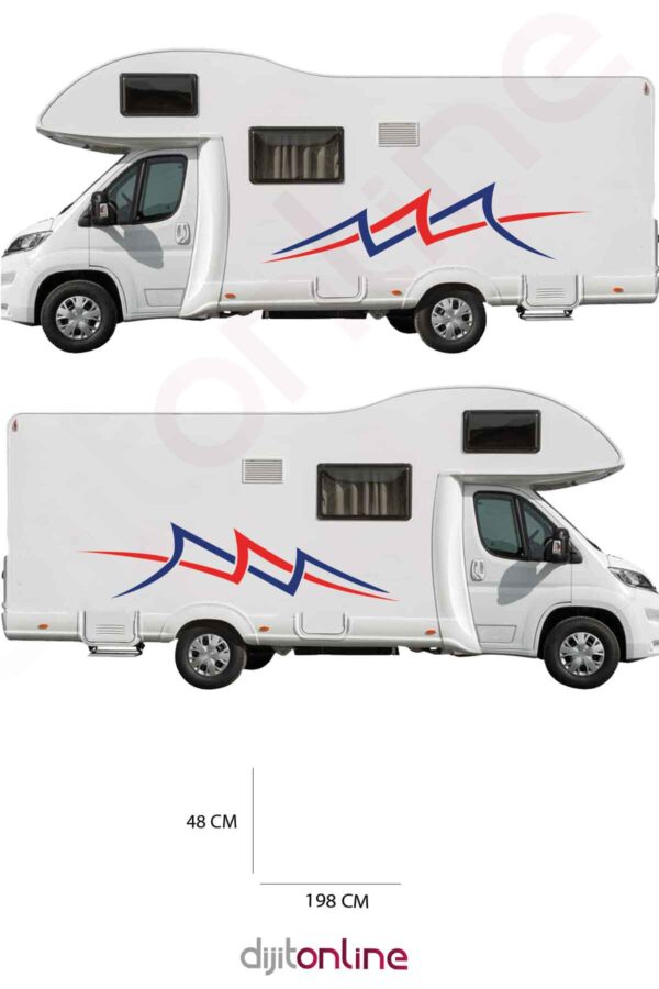 2 Adet Karavan Sticker - Grafik Sticker - 198x48 Cm