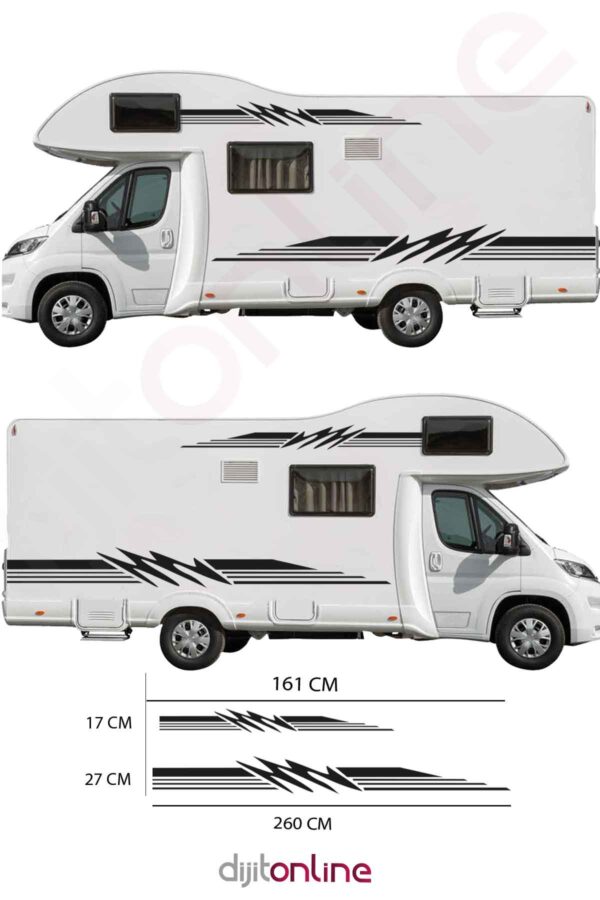2 Adet Karavan Sticker - Grafik Sticker - 260x27 - 161x17 Cm
