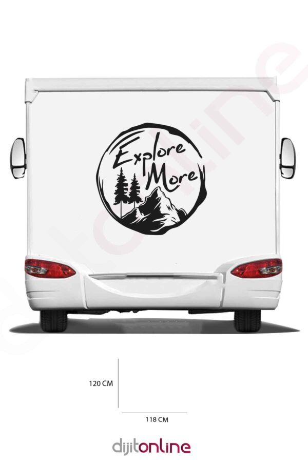 Karavan Keşif Sticker - Dağ Sticker - Ağaç Sticker - 118x120 Cm