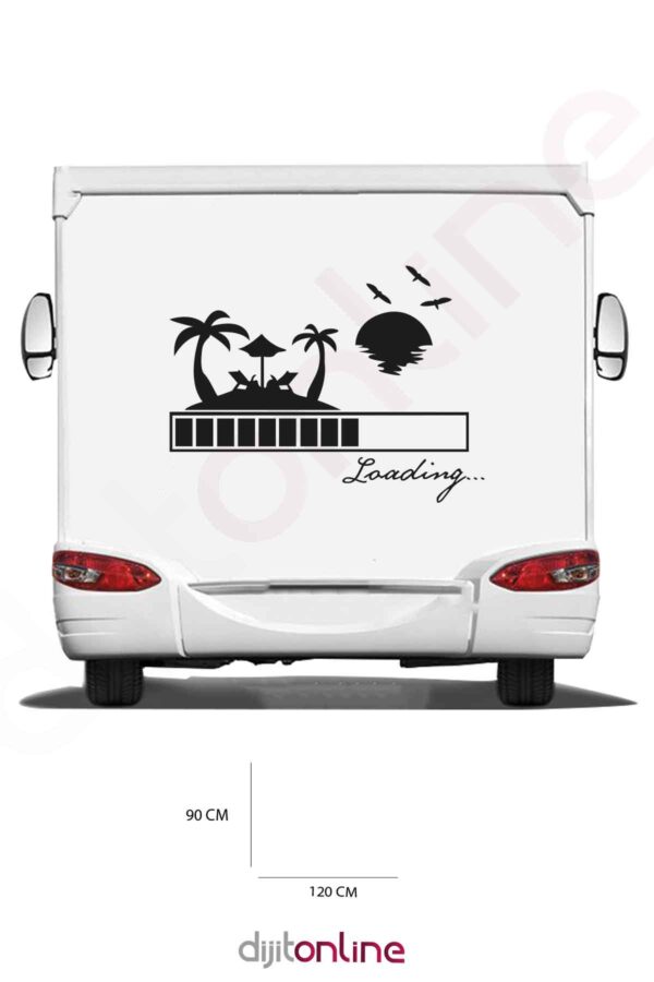 Karavan Güneş Sticker - Loading Sticker - Palmiye Sticker - Gün Batımı Sticker - 120x90 Cm