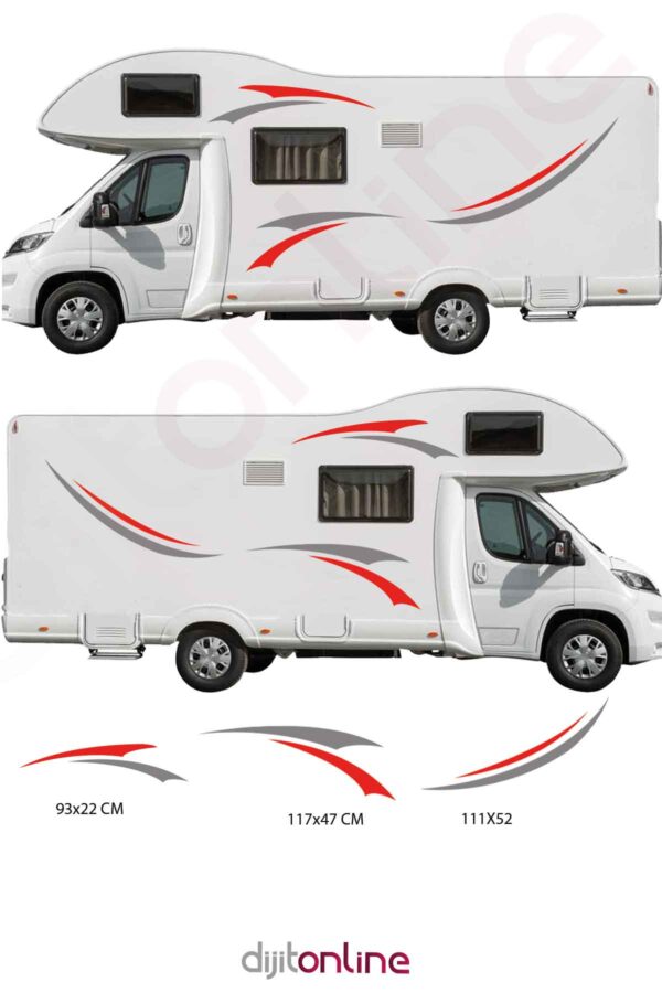 2 Adet Karavan Sticker - Grafik Sticker - 93x22 Cm - 117x47 Cm - 111x52 Cm