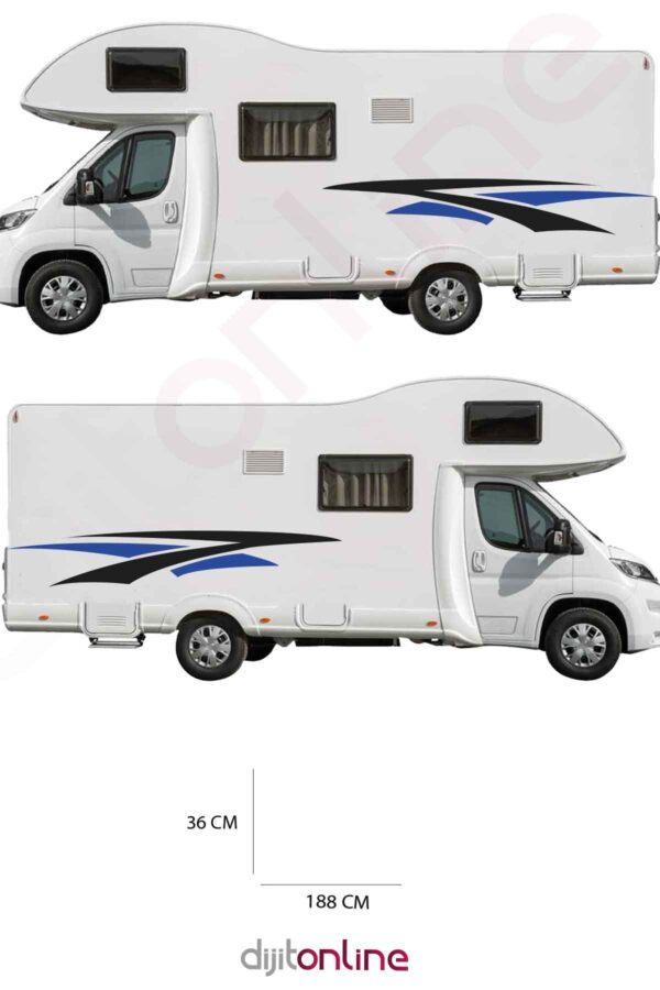 2 Adet Karavan Sticker - Grafik Sticker - 188x36 Cm