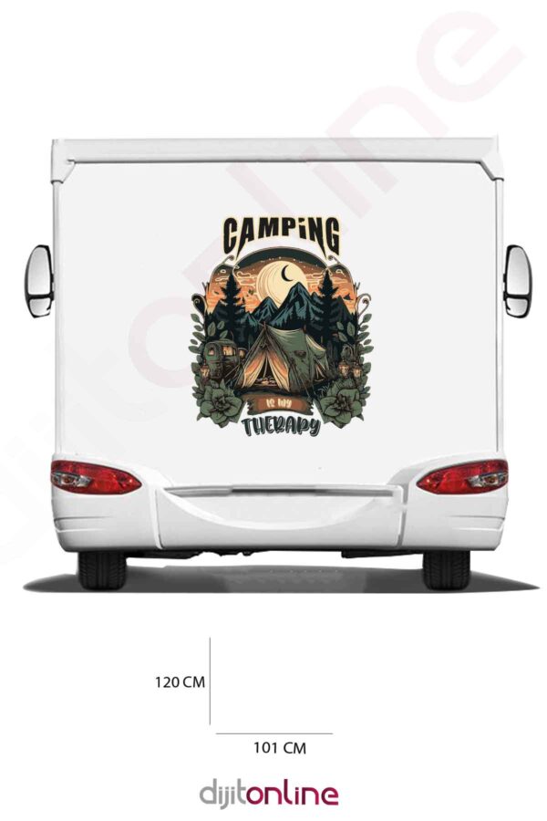 Karavan Kamp Baskı Sticker - Dağ ve Orman Sticker - Kamp Çadırı Sticker - 101x120 Cm
