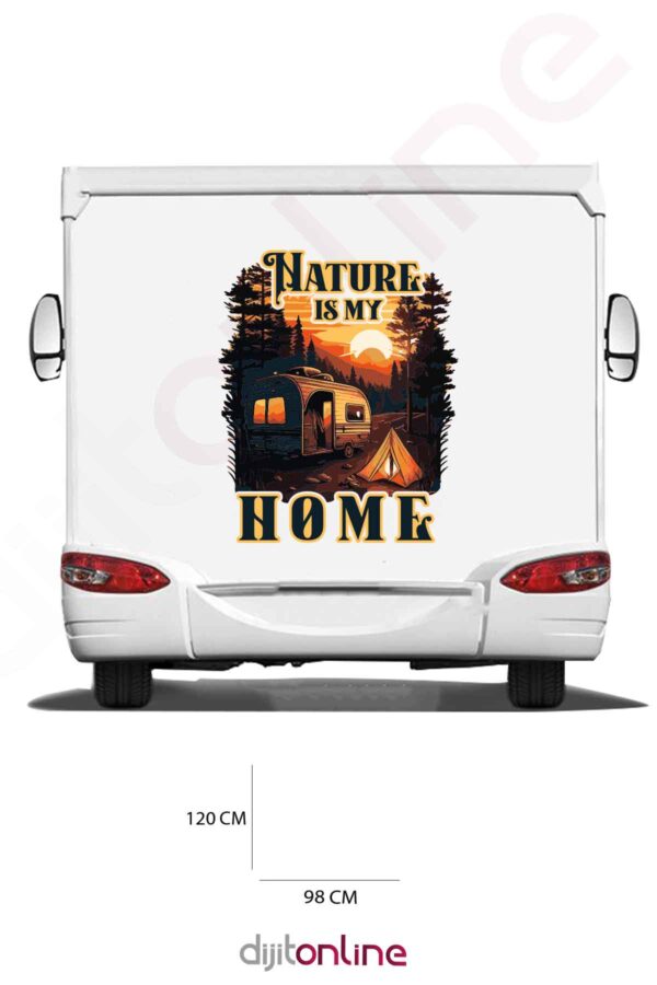 Karavan Kamp Baskı Sticker - Gün Batımı Sticker - Kamp Çadırı Sticker - 98x120 Cm