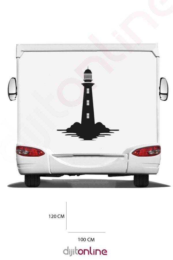 Karavan Sticker - Deniz Feneri Sticker - Dalga Sticker - 100x120 Cm