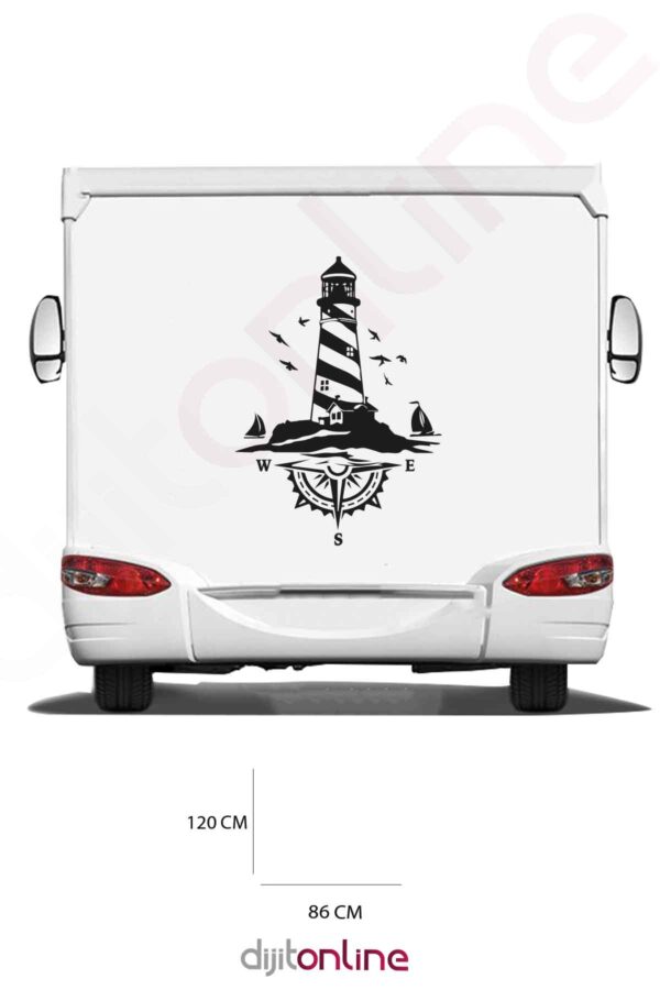 Karavan Sticker - Pusula Sticker - Deniz Feneri Sticker - Kayık Sticker - 86x120 Cm