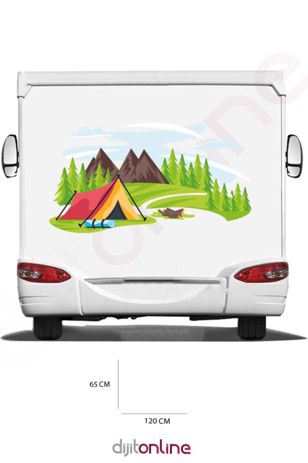 Karavan Baskı Sticker - Camp Orman Sticker -120x65
