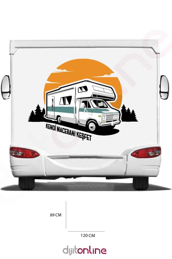 Karavan Baskı Sticker - Keşif ve Macera Sticker - Karavan Slogan Sticker - 120x89 Cm