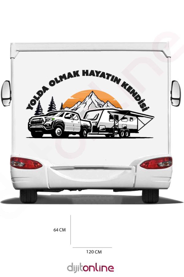 Karavan Baskı Dağ Sticker - Orman Sticker - Macera Sticker - 120x64