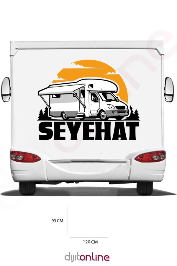 Karavan Baskı Sticker - Kamp Orman Sticker - Seyahat ve Keşif Sticker - 120x93 Cm