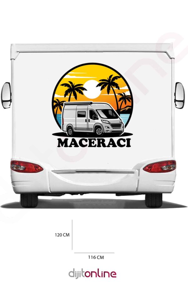 Karavan Baskı Sticker - Palmiye Sticker - Macera ve Keşif Sticker - 120x116 Cm