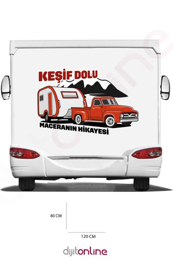 Karavan Slogan Sticker - Klasik Karavan Sticker - Keşif ve Macera Karavan Sticker - 120x80 Cm