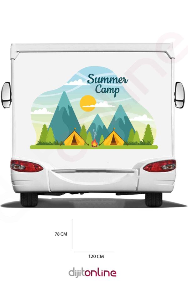 Karavan Baskı Sticker - Kamp Orman Sticker - Yaz Kamp Sticker -120x78