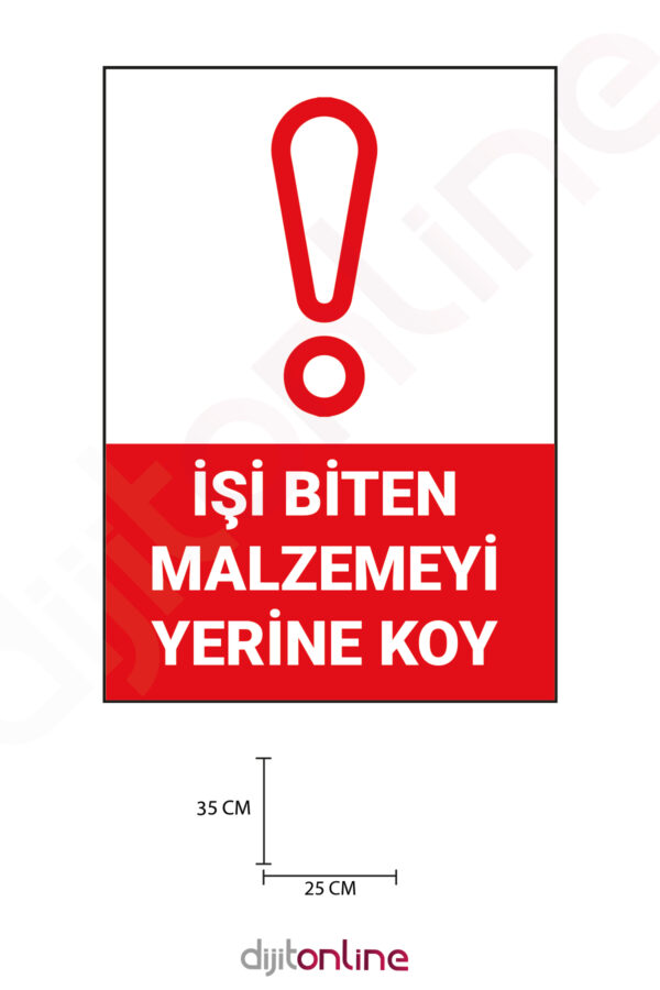 3 Adet Malzemeyi Yerine Koy Uyarı Sticker - Uyarı Sticker - 25x35 Cm