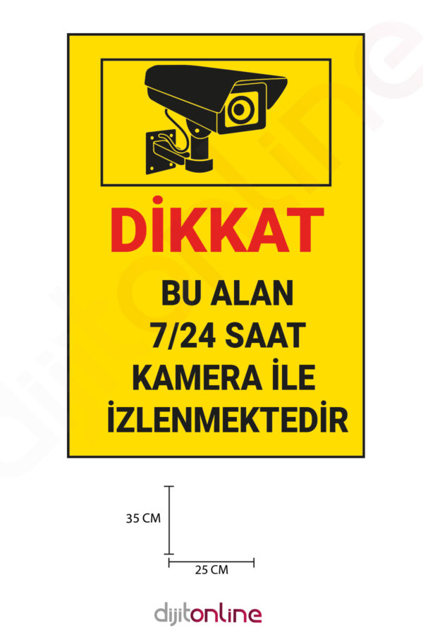 3 Adet 7/24 Kamera İle İzlenmektedir Uyarı Sticker - Uyarı Sticker - 25x35 Cm