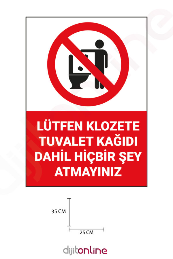 3 Adet Lütfen Klozete Tuvalet Kağıdı Atmayınız Uyarı Sticker - Uyarı Sticker - 25x35 Cm